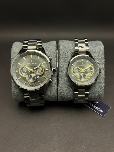 ساعت مچی ست رومانسون مشکی طرح کرنو فول استیل-ضدآب استخری