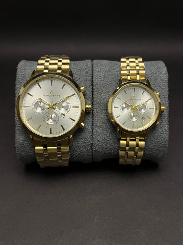 ساعت مچی ست رومانسون طلایی طرح کرنو فول استیل-ضدآب استخری