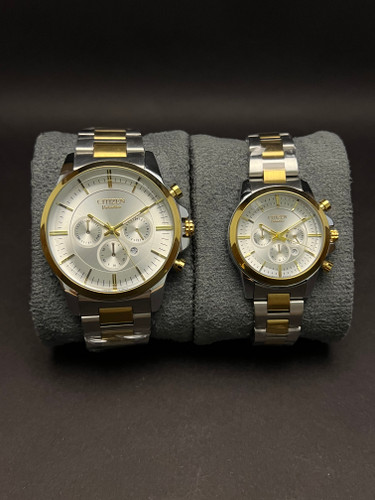 ساعت مچی ست ستیزن بند دو رنگ طرح کرنو فول استیل-ضدآب استخری