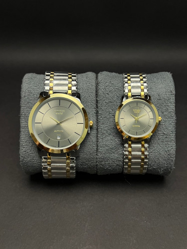 ساعت مچی ست مارک ستیزن مدل کلاسیک فول استیل صفحه طوسی-ضدآب