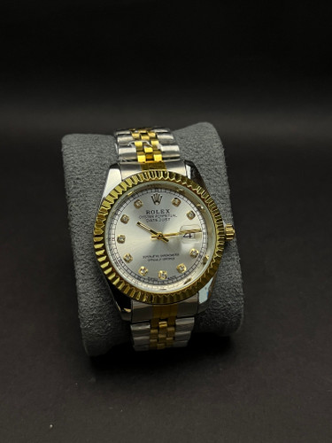 ساعت مچی مردانه رولکس طرح دیتجاست بند استیل دو رنگ_قاب فلز صفحه سفید