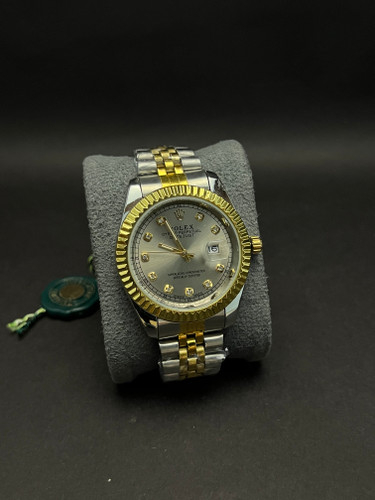 ساعت مچی مردانه رولکس طرح دیتجاست بند استیل دو رنگ_قاب فلز صفحه طوسی