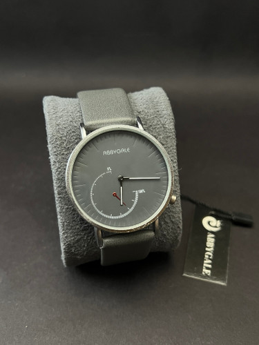 ساعت مچی مردانه اسپرت مارک ABBYGALE بند چرم طوسی_قاب فلز