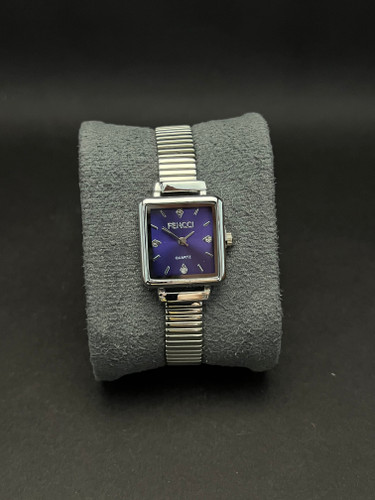 ساعت مچی زنانه مارک Fencci بند استیل کرکره نقره ای_قاب مستطیل صفحه بنفش