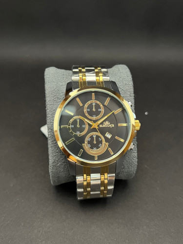 ساعت مچی ست الگانس طرح کرنو بنداستیل دو رنگ رنگ ثابت_ضدآب صفحه مشکی