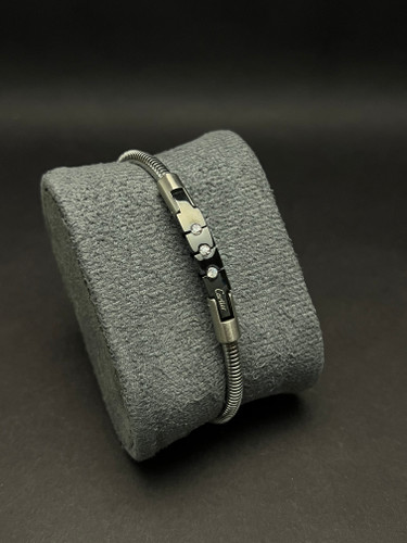 دستبند مردانه اصلی مارک موونت بلاک فول استیل فنری نقره ای